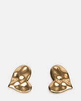 TEXTURED HEART STUD EARRINGS GOLD