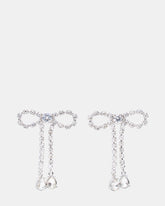 RHINESTONE BOW EARRINGS SILVER