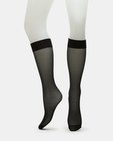 3 PACK SHEER KNEE HIGH SOCKS MESH BLACK