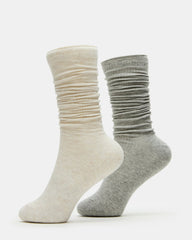 SLOUCHY RIB SOCKS OATMEAL HEATHER
