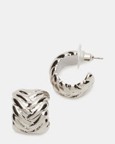 WOVEN HUGGIE EARRINGS SILVER