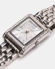 WOMEN'S SQUARE STAINLESS STEEL WATCH SILVER